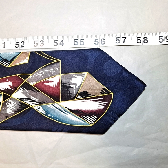 Bellini New York Milan 💯 Silk Necktie 58"x4" Abstract Print Blue/White/Burgundy - Picture 9 of 9